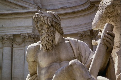 De vierstromenfontein op de Piazza Navona te Roma. Rome, Italië