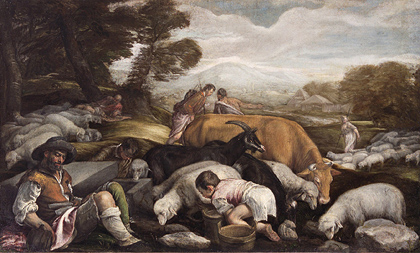 Francesco Bassano - Ontmoeting van Jakob en Rachel bij de waterput,
